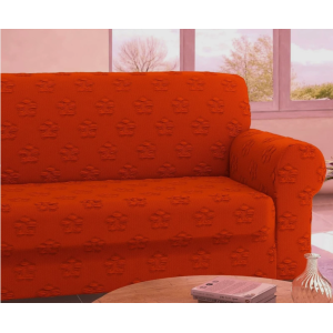 Copridivano stretch dis.in tinta flower arancio