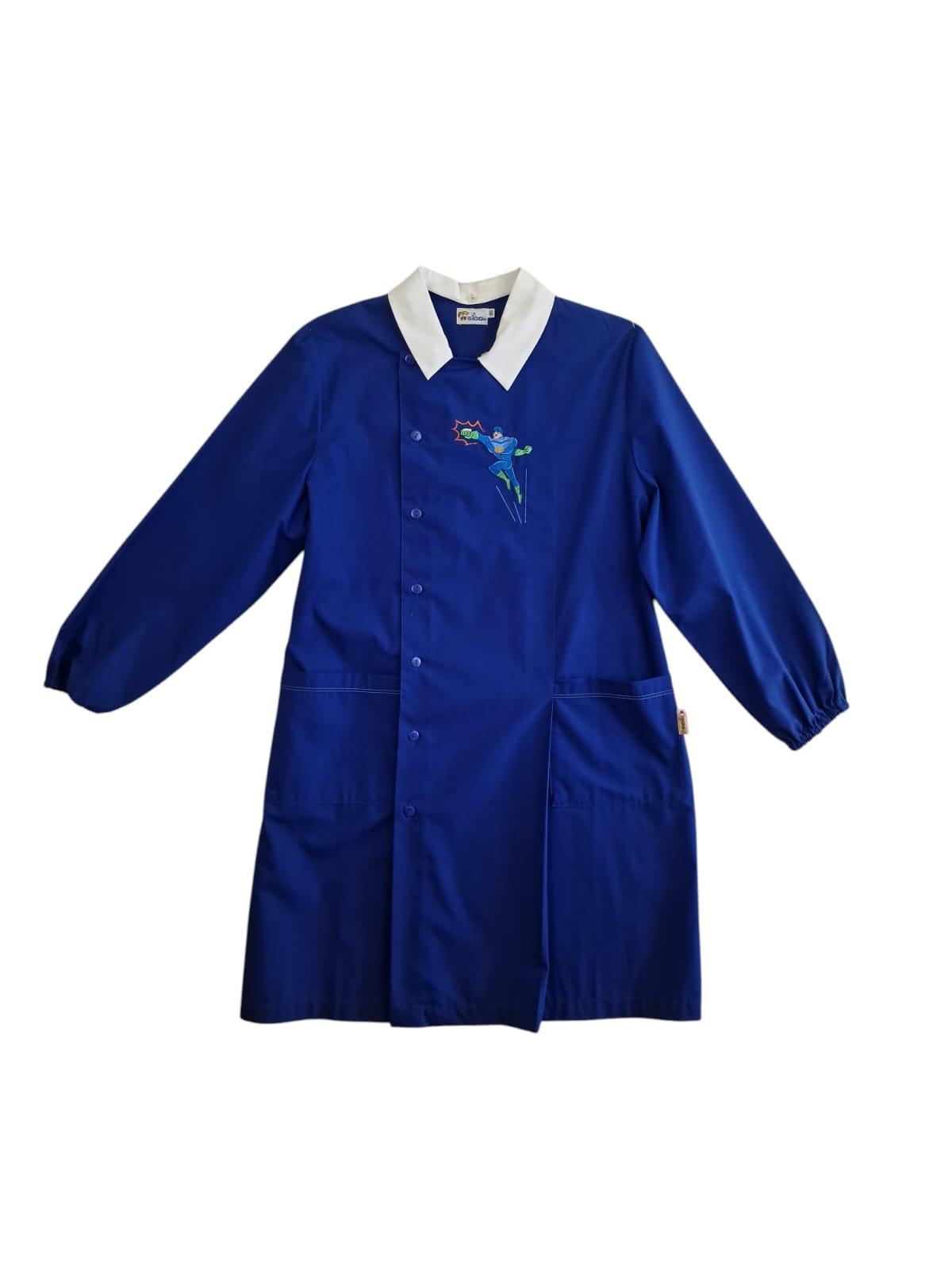 Grembiule scuola elementare da bambino blu Siggi supereroe
