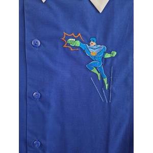 Grembiule scuola elementare da bambino blu  supereroe