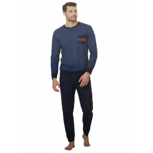 Pigiama uomo calibrato  cotone interlock cobalto