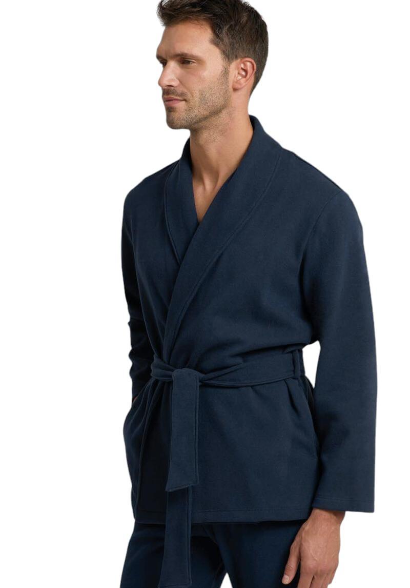 Giacca da camera uomo in cotone interlock tinta unita Blu Il Granchio
