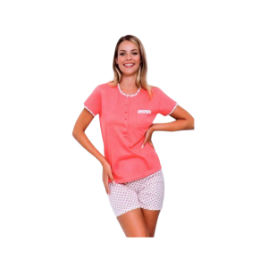 Pigiama manica corta in cotone da donna  gp818 corallo