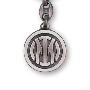 Portachiavi in metallo argentato compatibile con inter