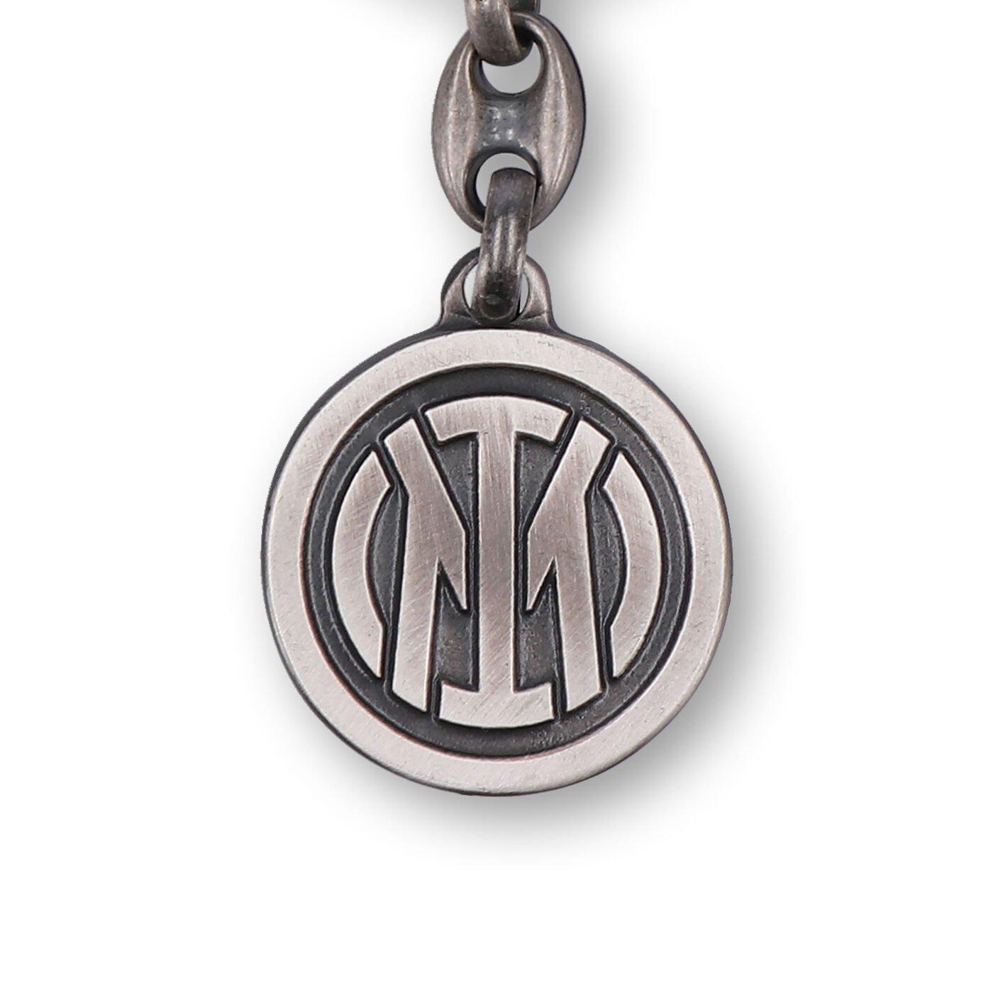 Portachiavi in metallo argentato compatibile con Inter