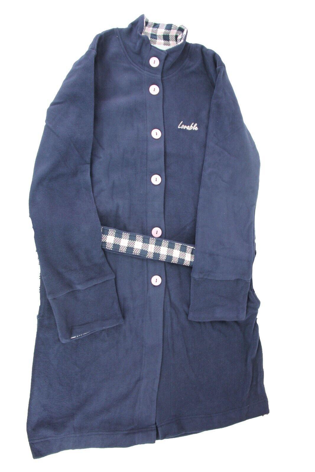 Vestaglia Lovable donna abbottonata in pile blu