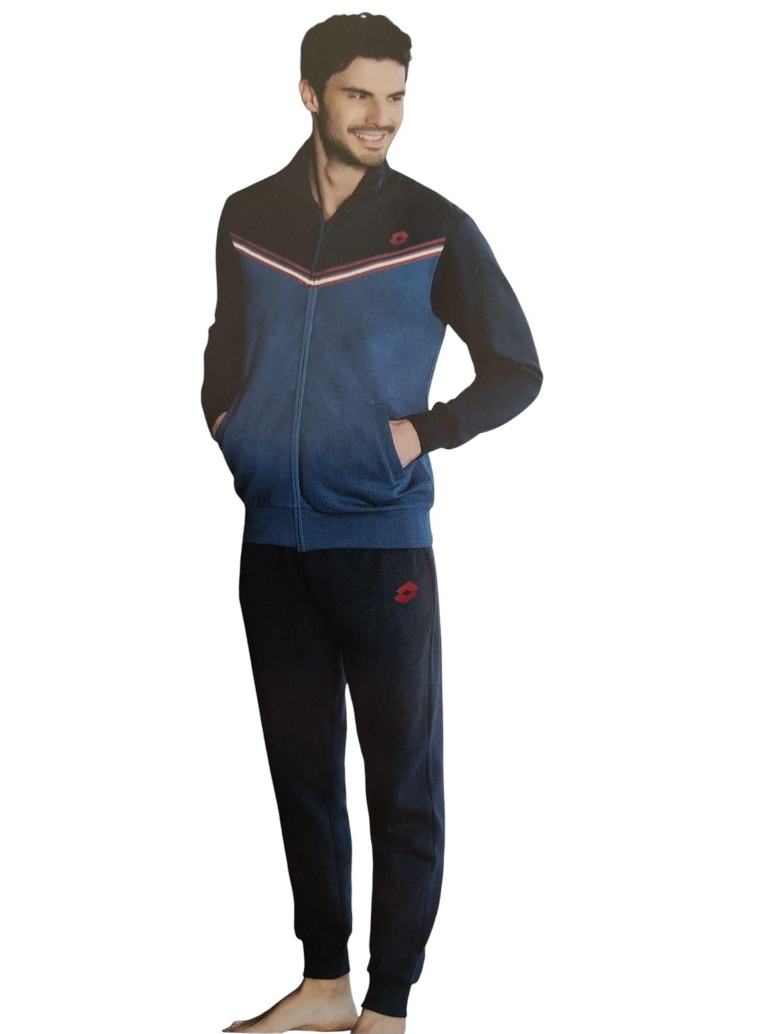 Tuta homewear uomo felpata full zip colore jeans LA4003