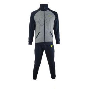 Tuta homewear uomo pile full zip logo centrale bicolor grigio