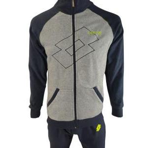 Tuta homewear uomo pile full zip logo centrale bicolor grigio