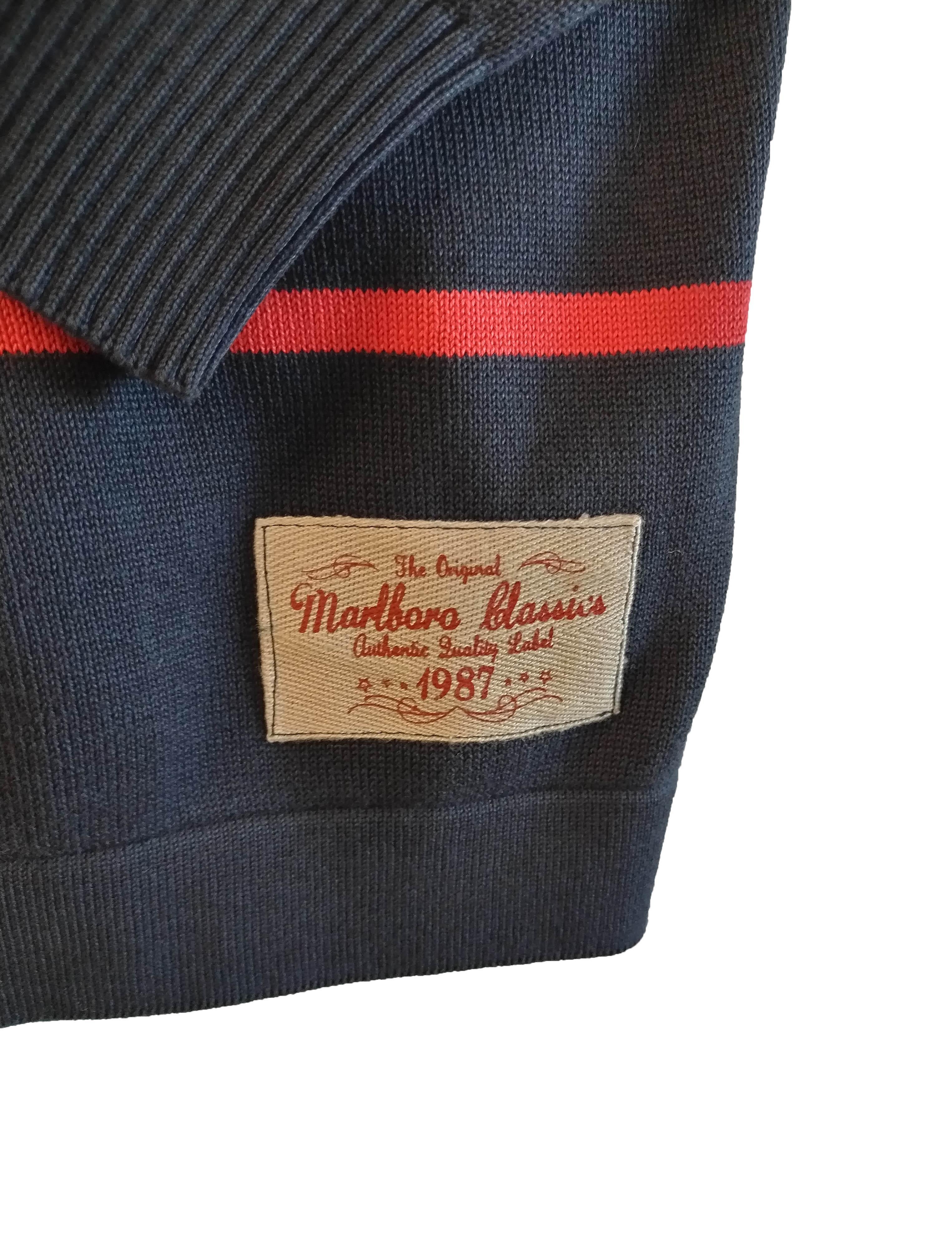Maglioncino uomo Marlboro Classics Blu righe XL Vintage