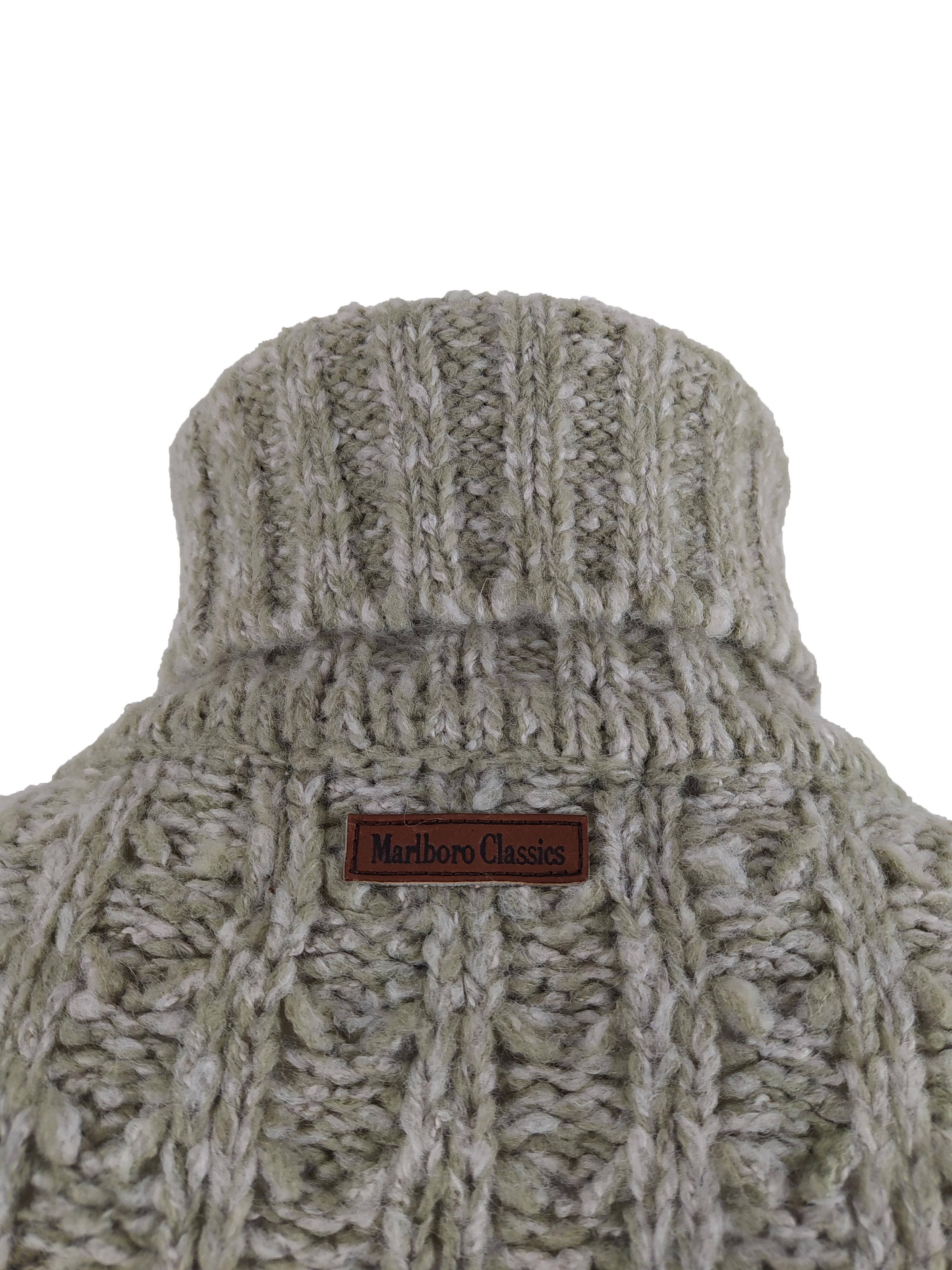 Maglione dolcevita uomo Marlboro Classics lana grossa color salvia Vintage
