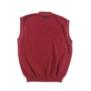 Gilet uomo chiuso  tricot girocollo tinta unita bordeaux