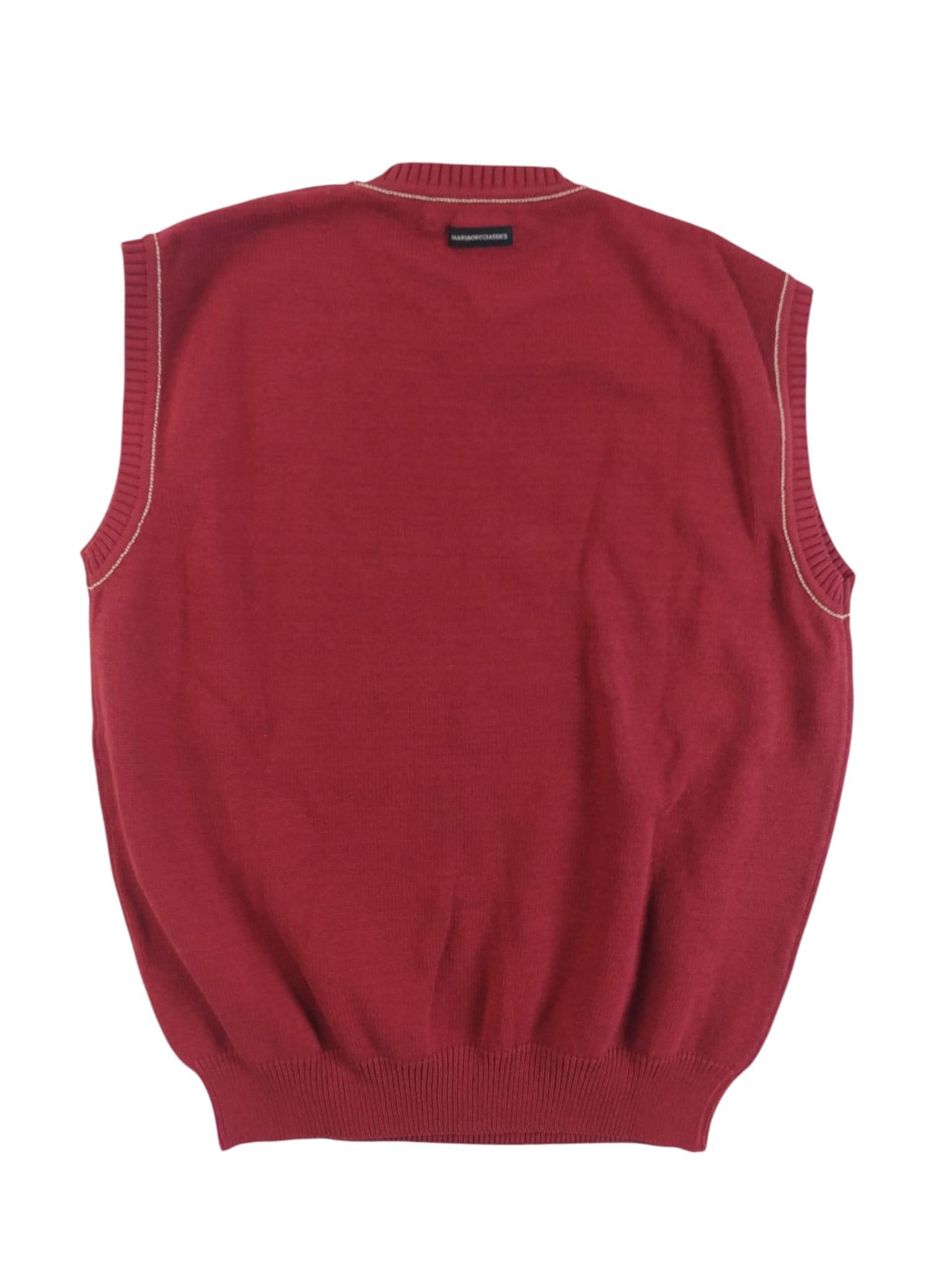 Gilet uomo chiuso Marlboro Classics tricot girocollo tinta unita Bordeaux