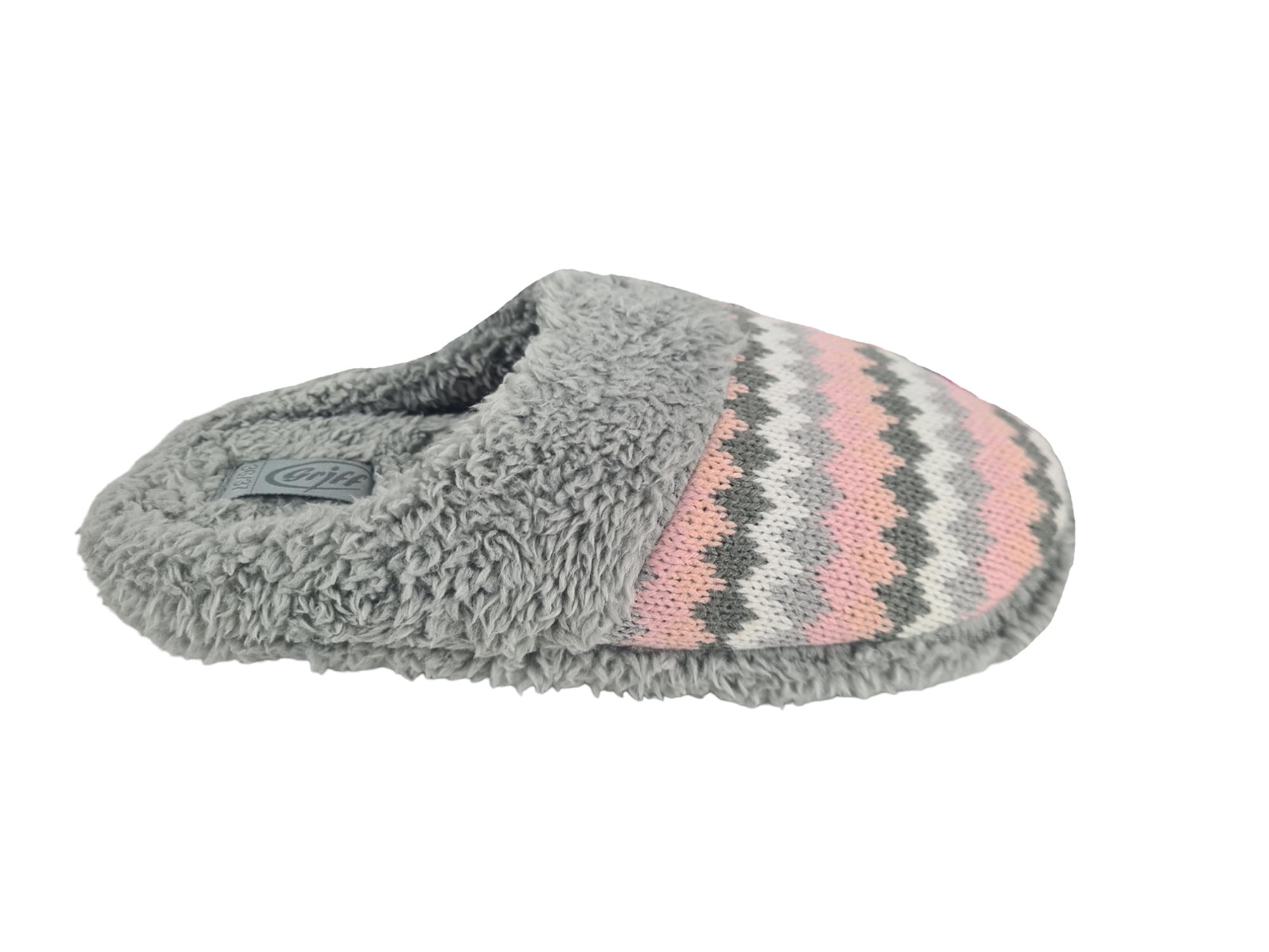 Pantofole Griff donna con pelliccia interna in colore grigio
