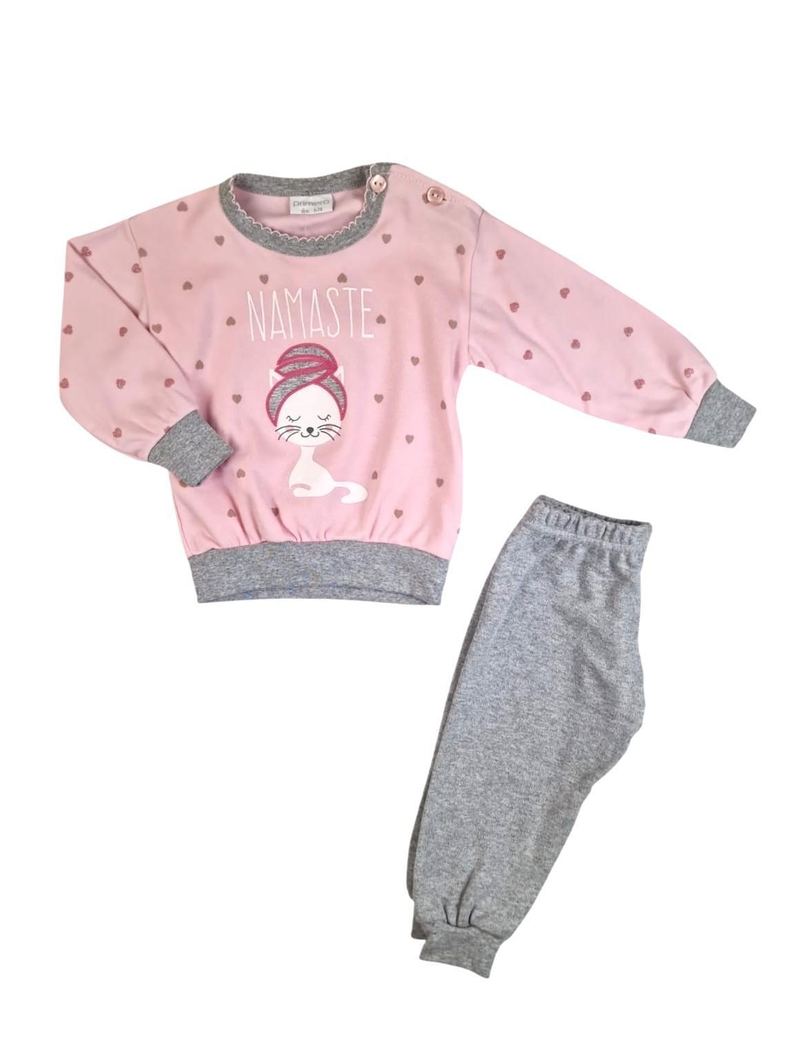 Pigiama caldo cotone neonata cuoricini