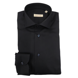 Camicia unito slim collo francese stretch blu