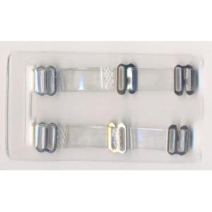 Spallina silicone trasp con ganci metallo bianco