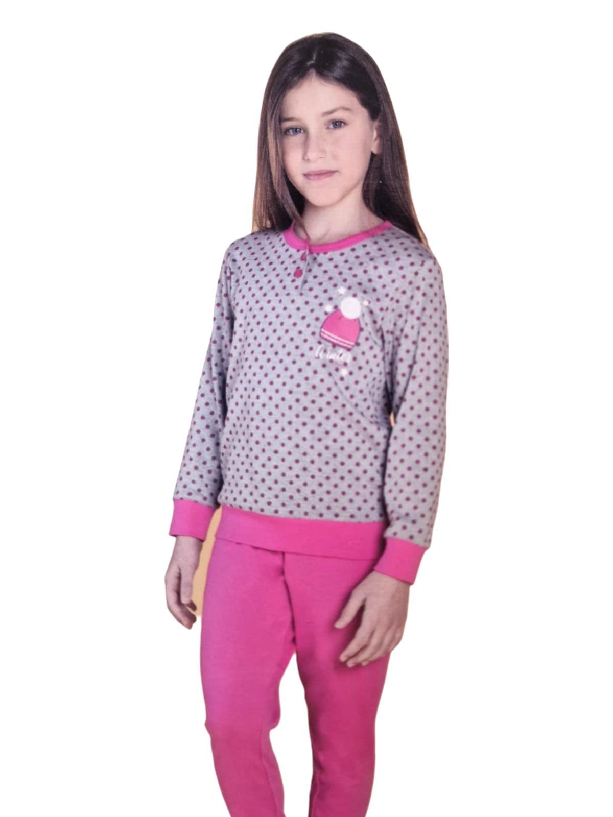 Pigiama caldo cotone bambina Buccia di Mela