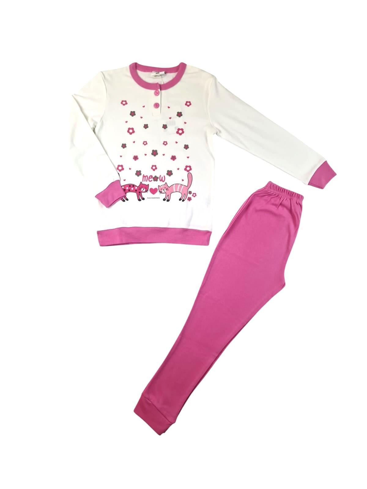 Pigiama caldo cotone bambina gatti Buccia di Mela