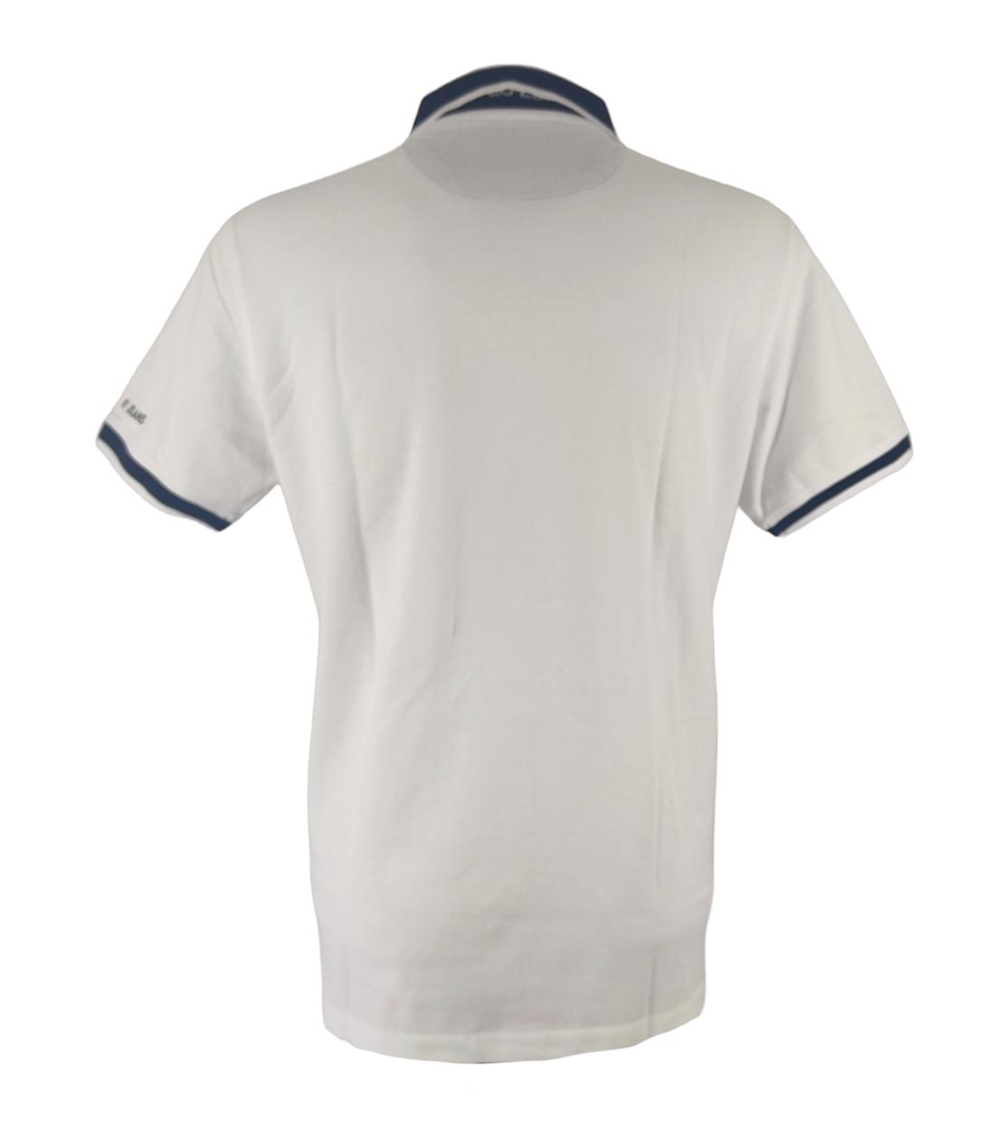 Polo Yes Zee Uomo Bianco con righe colorate in cotone con logo