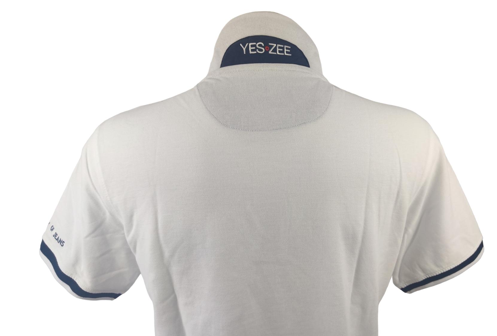Polo Yes Zee Uomo Bianco con righe colorate in cotone con logo