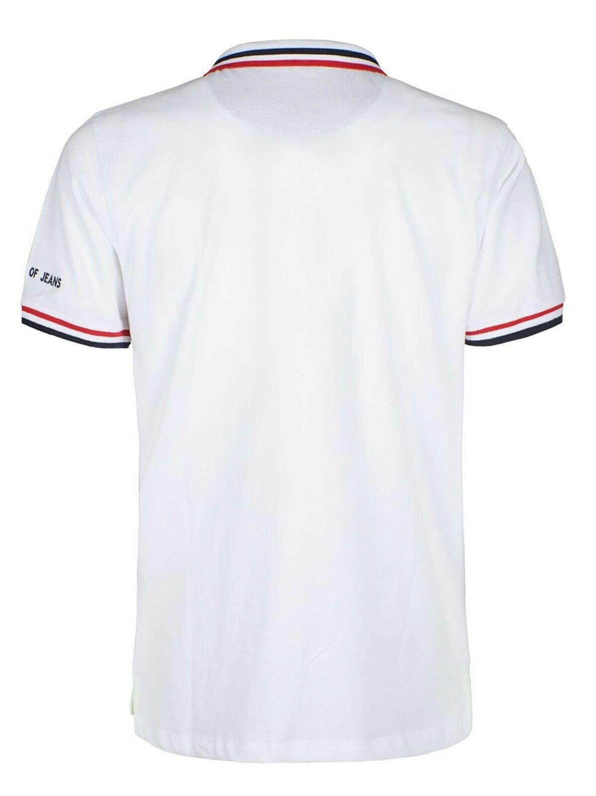 Polo Yes Zee Uomo estiva Bianco In cotone 2 bottoni colletto a righe