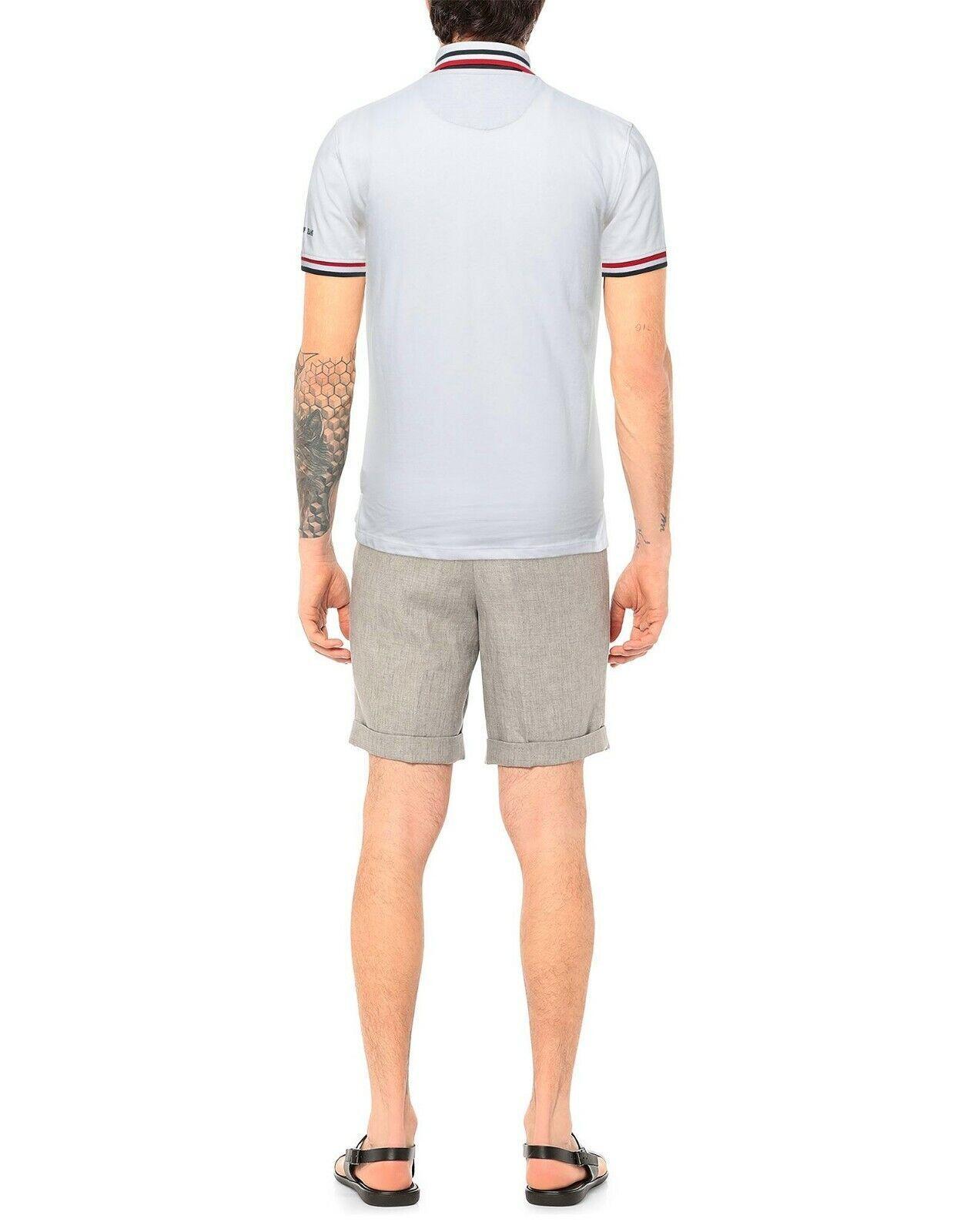 Polo Yes Zee Uomo estiva Bianco In cotone 2 botoini colletto a righe