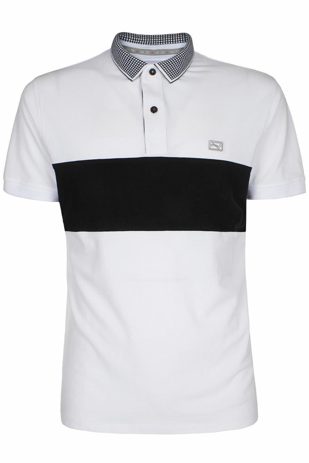 Polo Yes Zee Uomo estiva bianco In cotone 2 bottini elasticizzata fascia nera