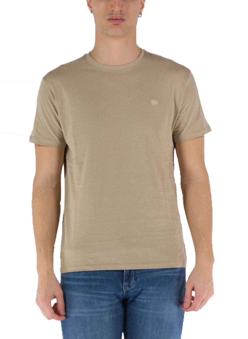 T-shirt da uomo Yes Zee in cotone tortora T733 S500