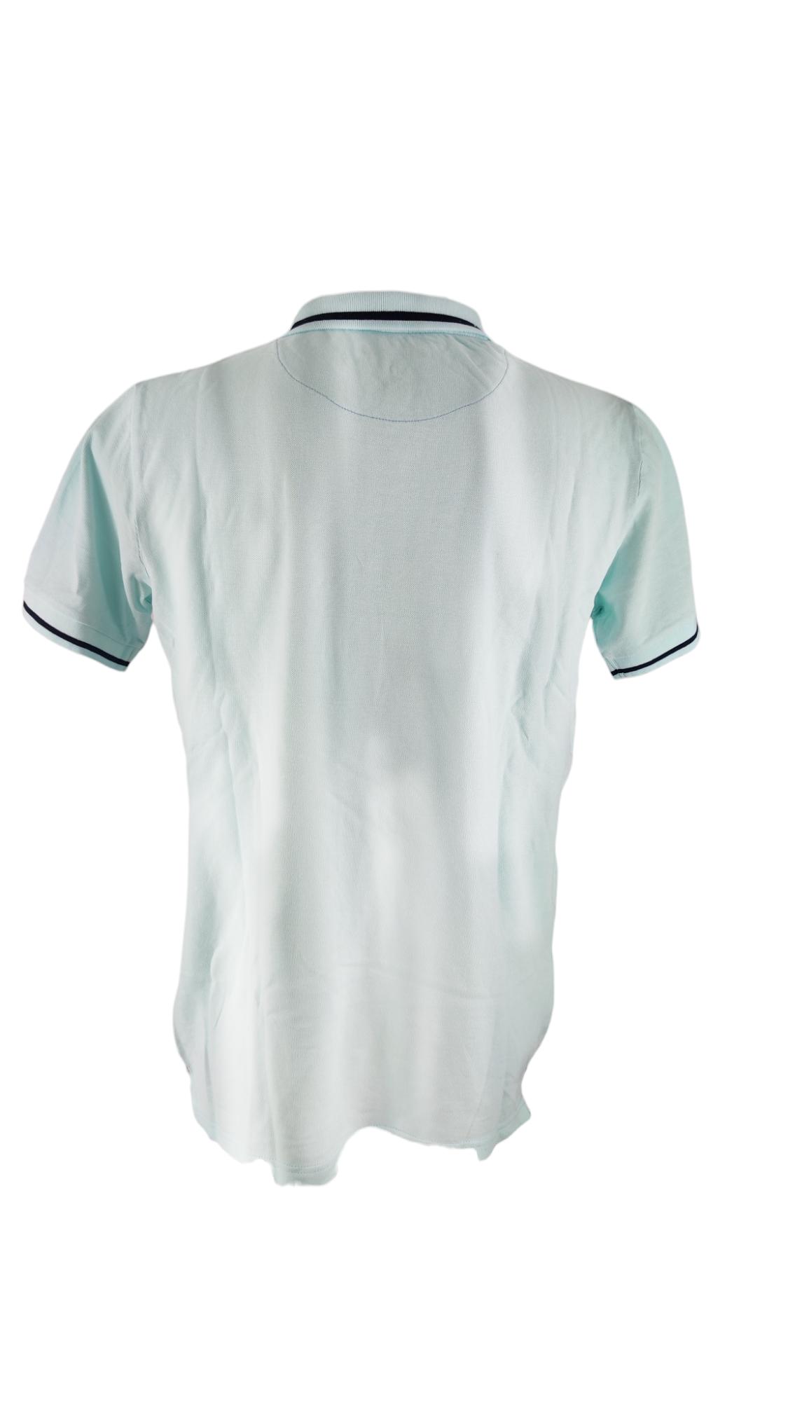 Polo Yes Zee Uomo estiva In cotone 3 bottoni color acqua marina