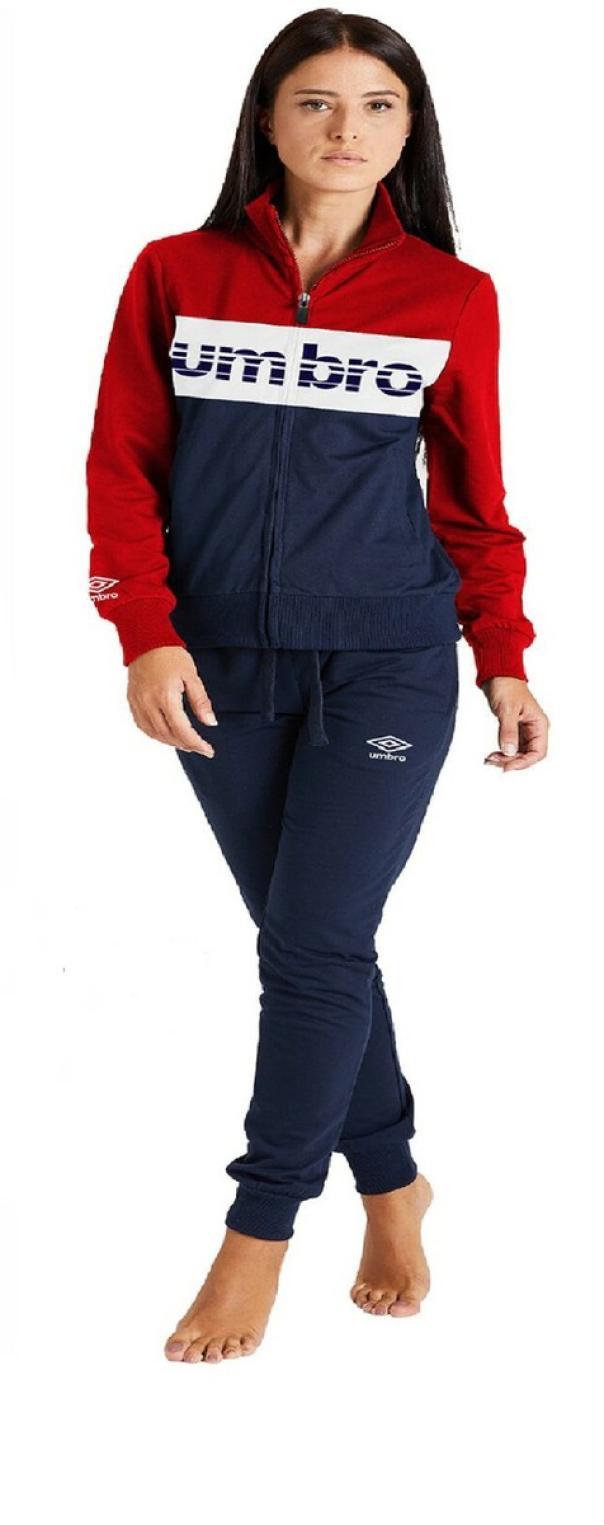 Tuta Umbro donna felpata full zip blu rosso