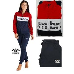 Tuta  donna felpata full zip blu rosso