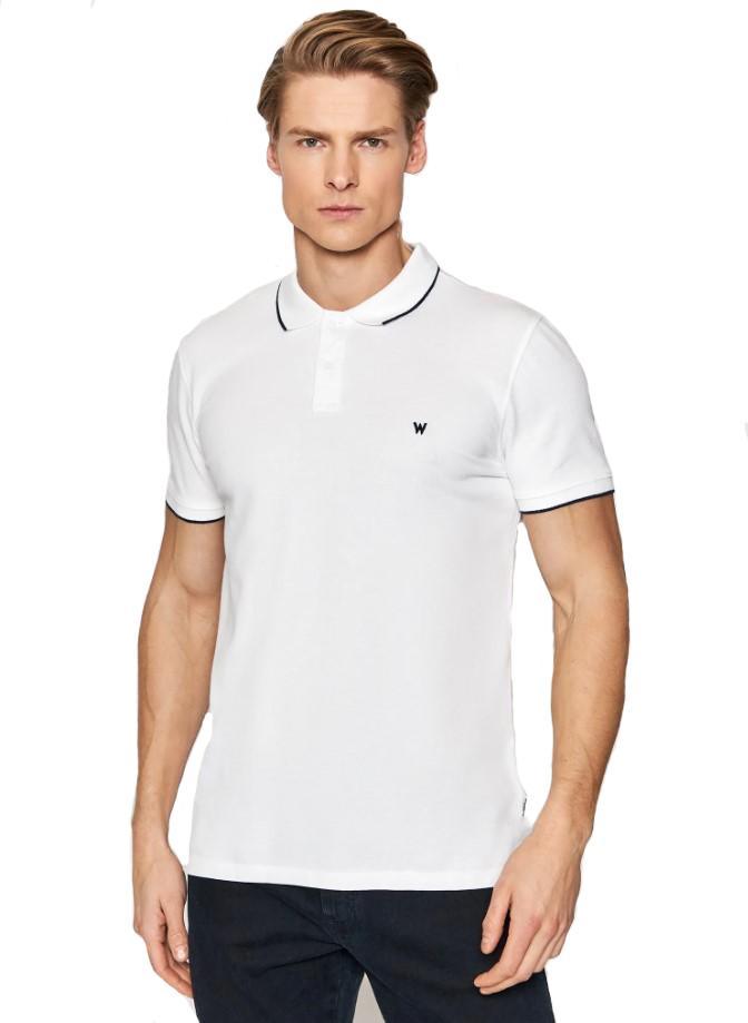 Polo Wrangler uomo estiva bianca in cotone righino sul colletto 100% cotone