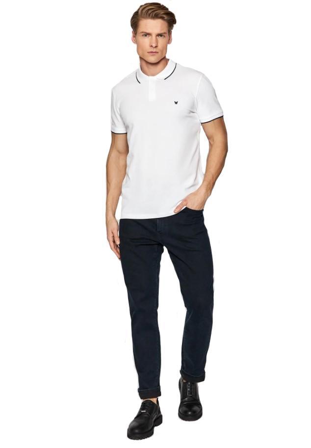 Polo Wrangler uomo estiva bianca in cotone righino sul colletto 100% cotone