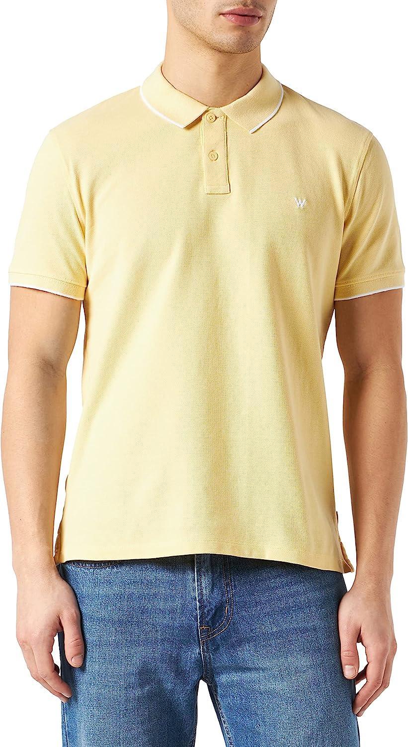 Polo Wrangler uomo estiva gialla in cotone righino sul colletto 100% cotone