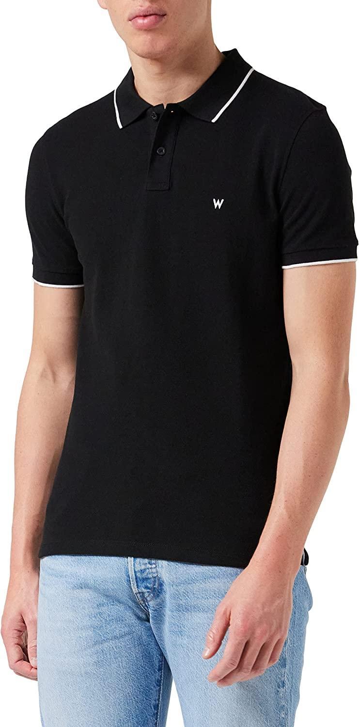 Polo Wrangler uomo estiva nero in cotone righino sul colletto 100% cotone