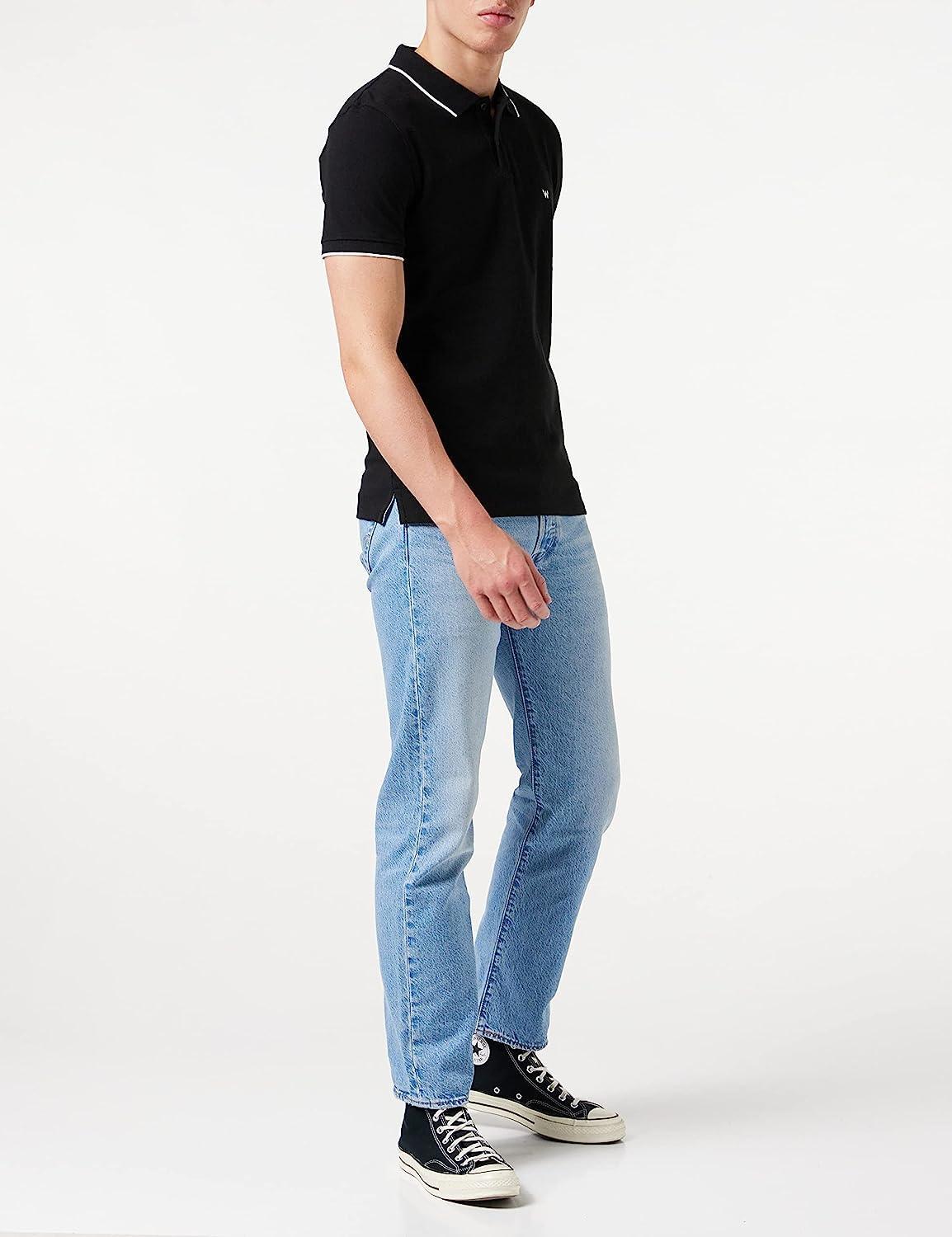 Polo Wrangler uomo estiva nero in cotone righino sul colletto 100% cotone