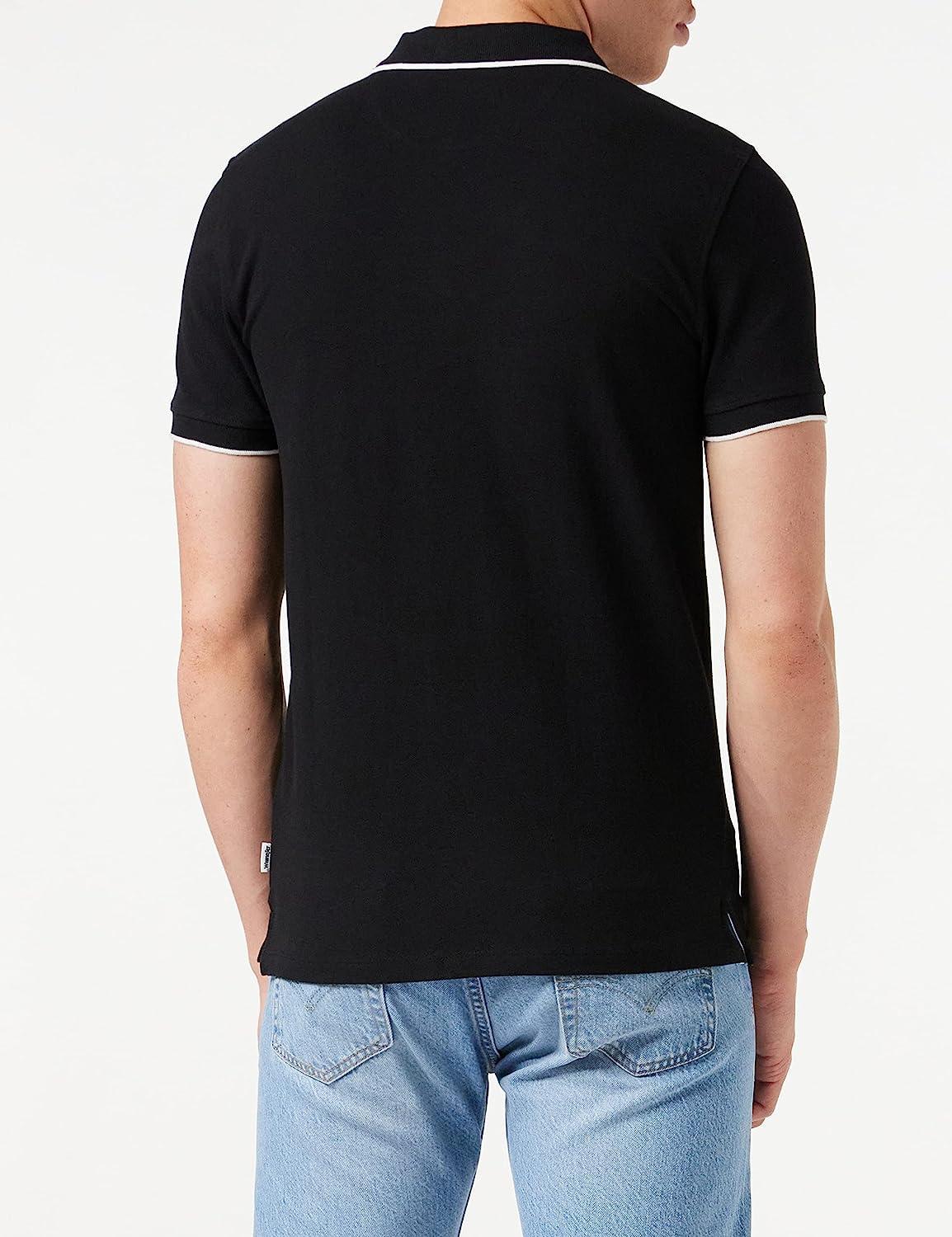 Polo Wrangler uomo estiva nero in cotone righino sul colletto 100% cotone