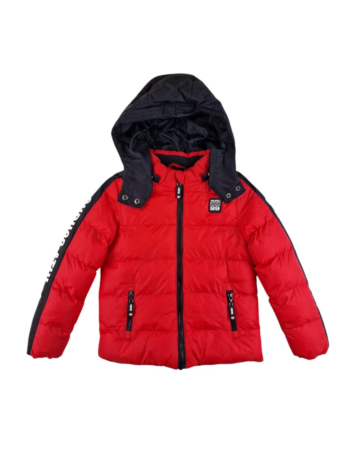 Giubbino bomber con cappuccio removibile rosso Guru