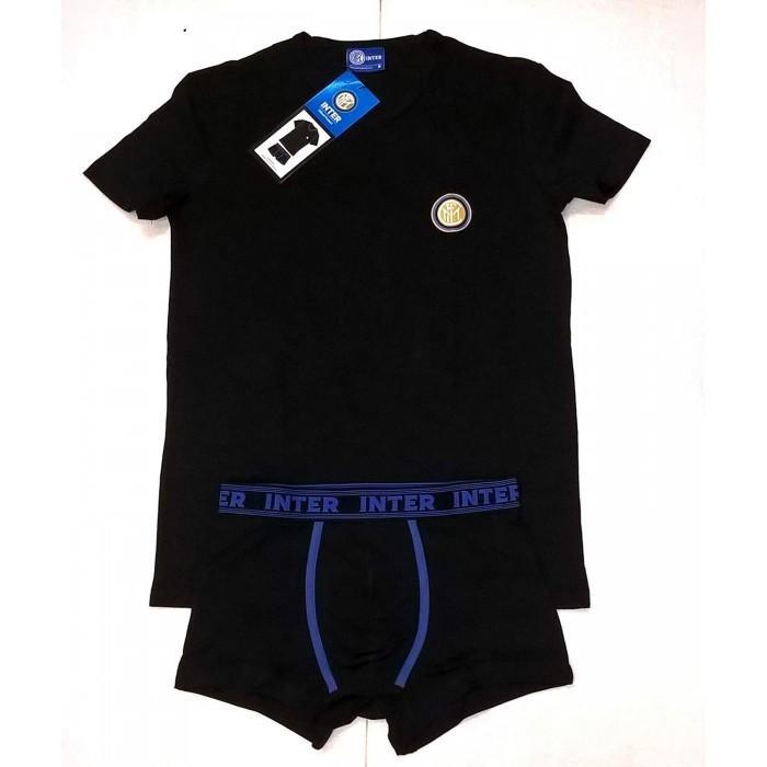 Completino intimo F.C. Inter da uomo composto da t-shirt mezza manica con scollo a v