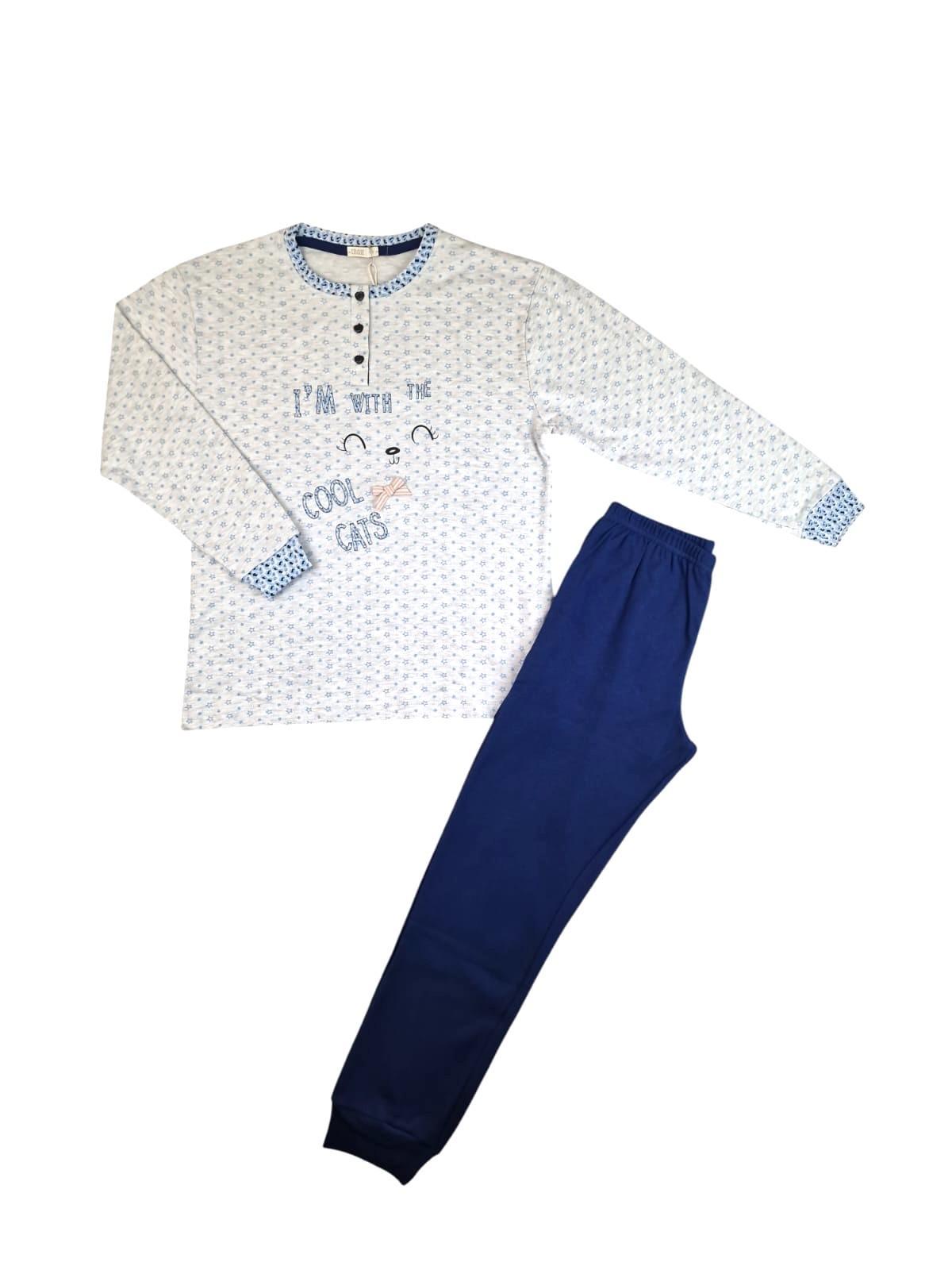 Pigiama cotone felpato bambina gattino