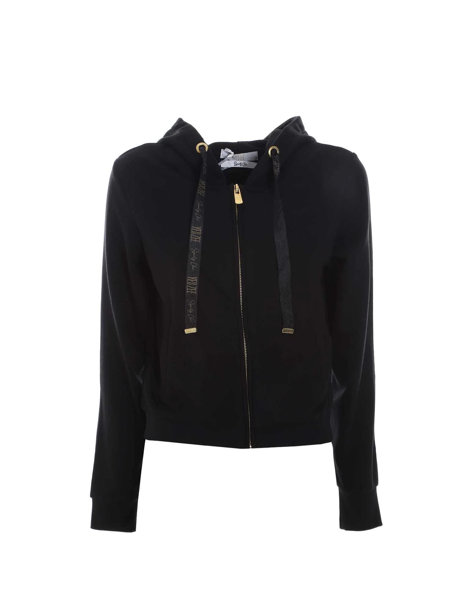 Felpa Yes Zee garzata donna cappuccio full zip nero