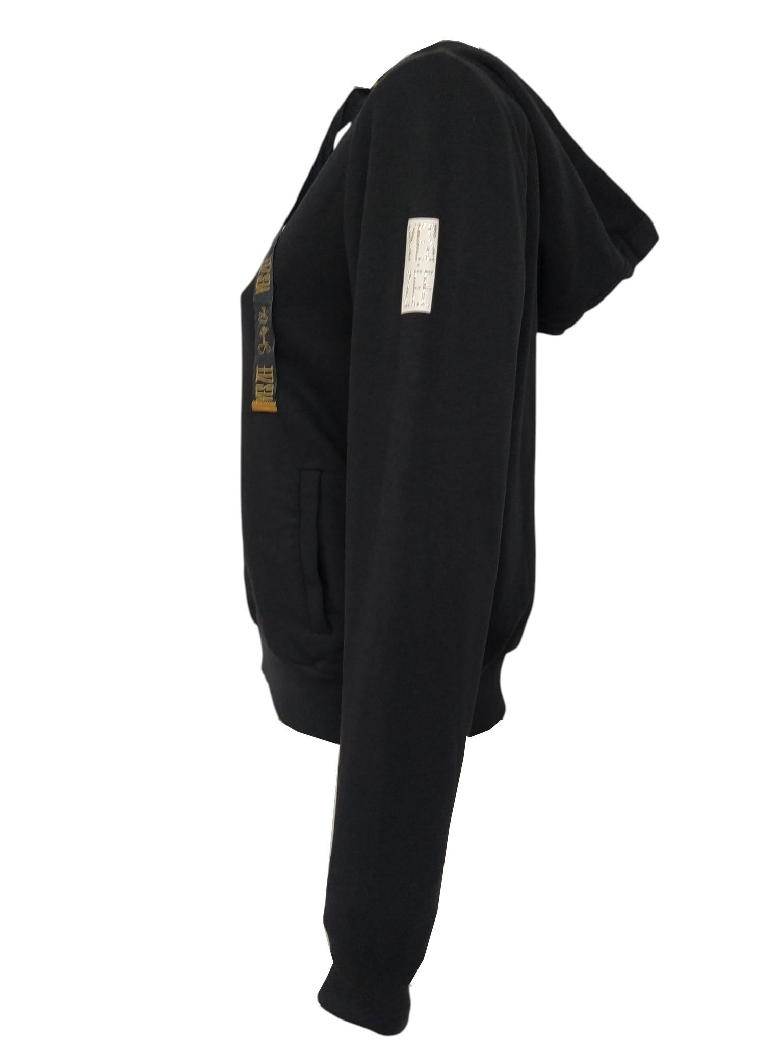 Felpa Yes Zee garzata donna cappuccio full zip nero