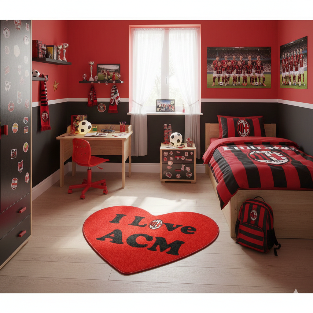 carillo tappeto scendiletto per milan gommato forma cuore - foto 2