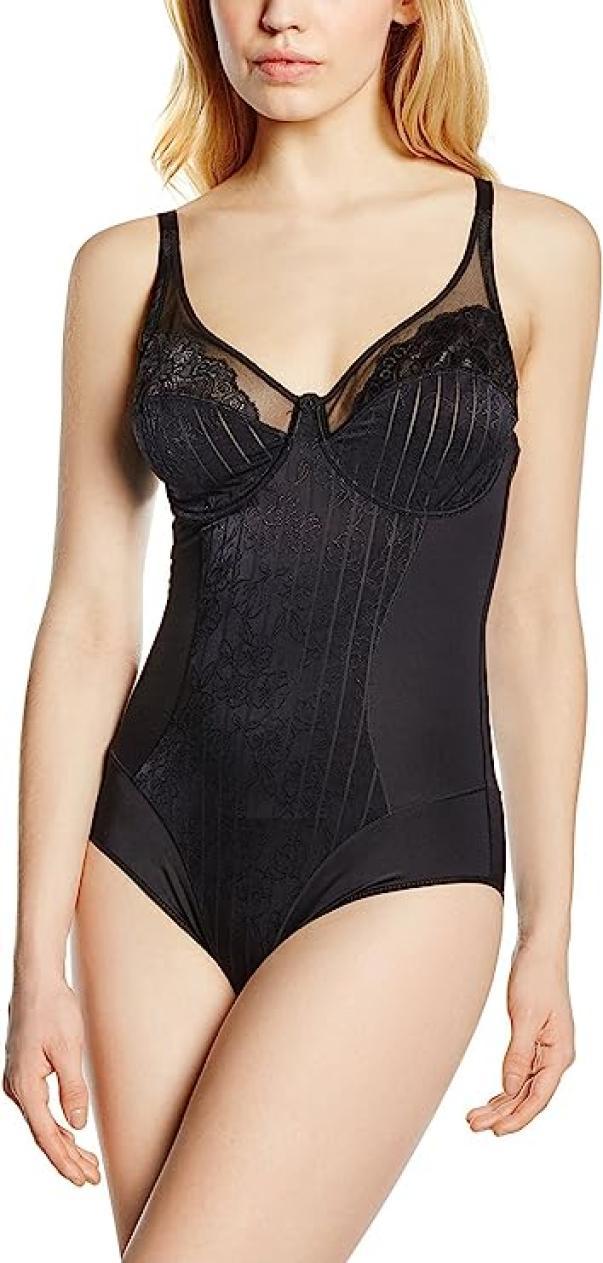 Body Selene Mariluz con ferretto coppa mezzo velo piu00f9 merletto senza imbottitura
