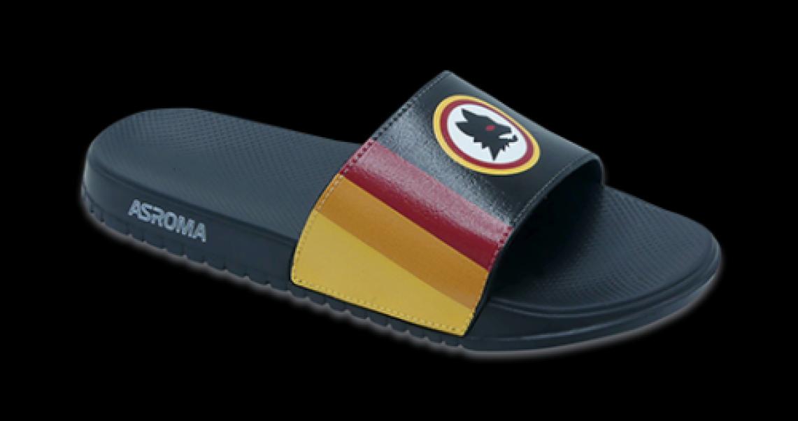 Ciabatta bambino a fascia AS Roma colore nero con lupetto