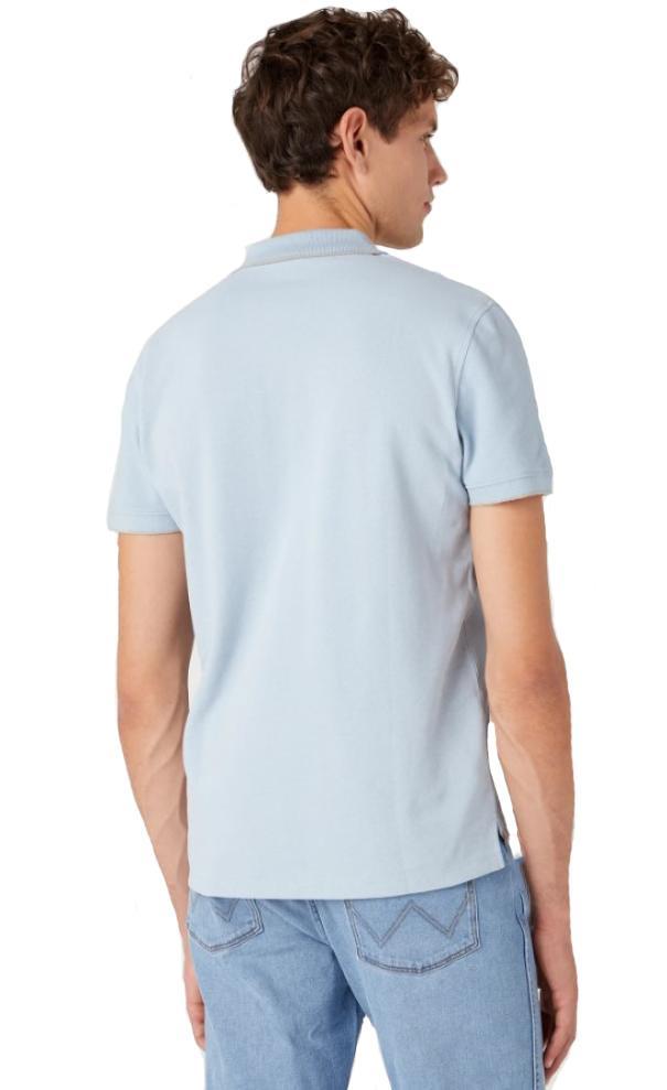 Polo Wrangler uomo estiva celeste in cotone righino sul colletto 100% cotone