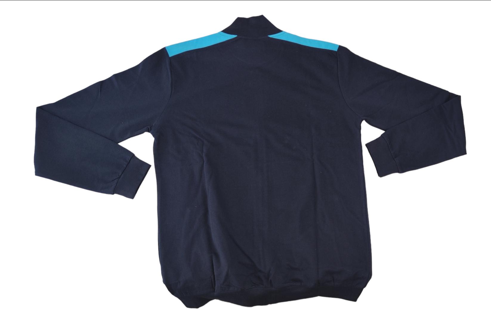 Tuta homewear Napoli full zip blu adulto garzata con banda spalle contrasto