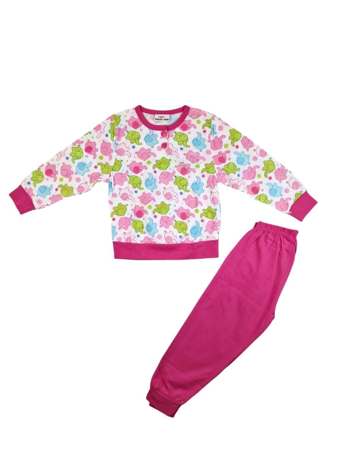 Pigiama cotone jersey bambina elefanti Buccia di Mela