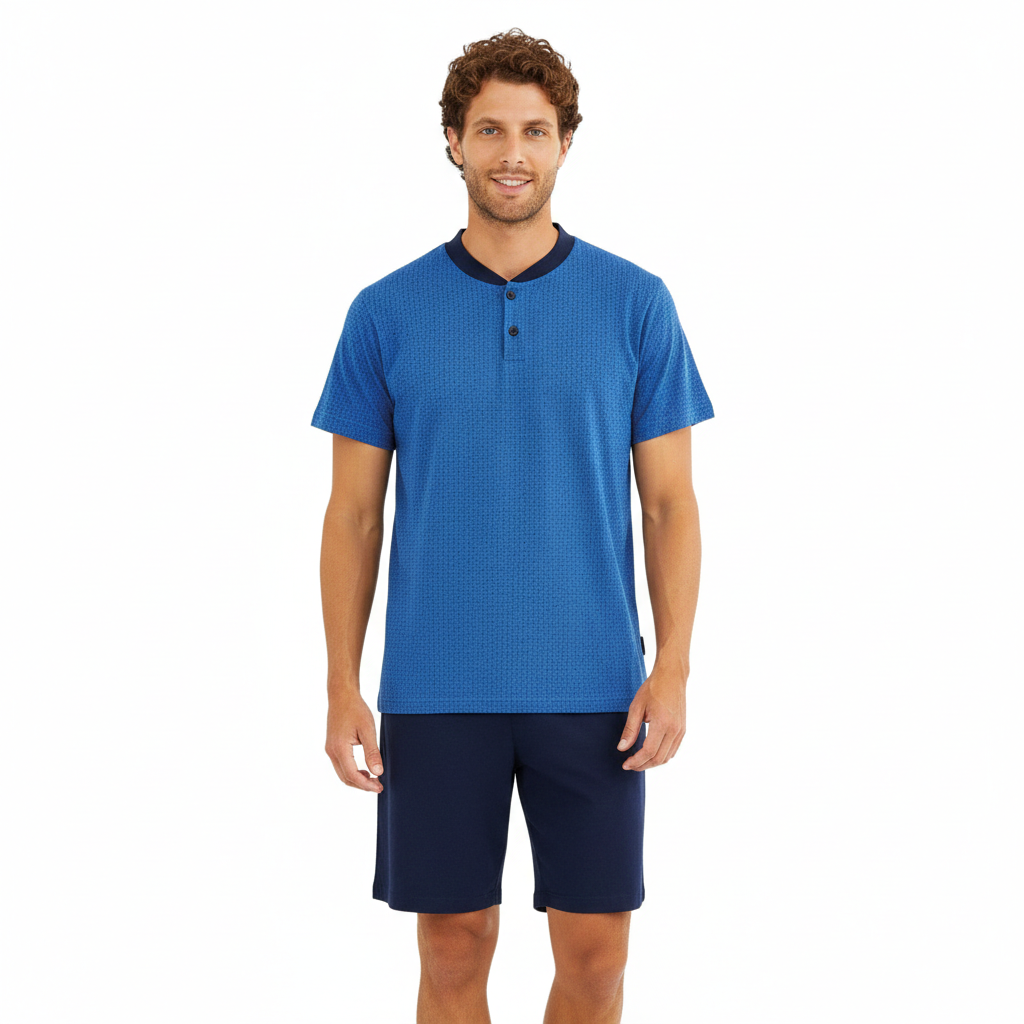 Pigiama corto da uomo calibrato in cotone Il Granchio GP1073/C DENIM
