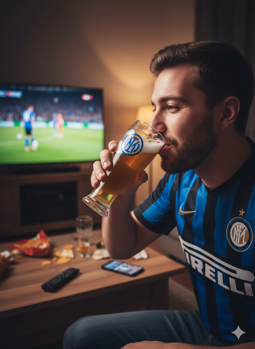 Bicchiere birra FC Inter in vetro